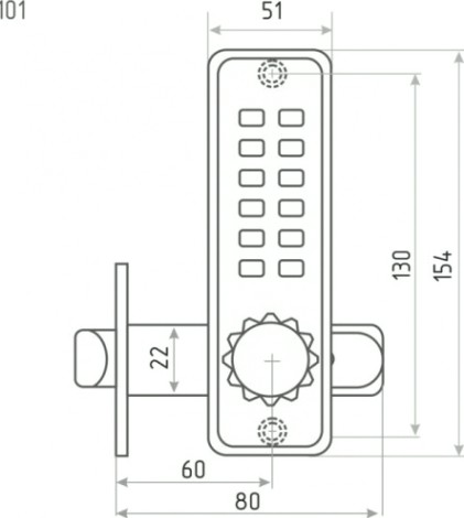 Замок накладной кодовый НОРА-М 101 с блокир. автозапирания "Золото" [7312]
