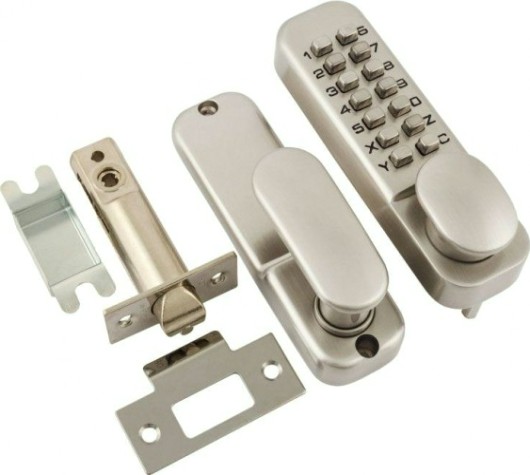 Замок накладной кодовый НОРА-М 201 с блокир. автозапирания "Хром" [7319]