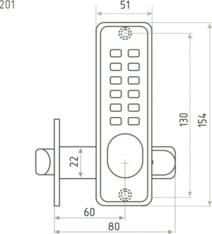 Замок накладной кодовый НОРА-М 201 с блокир. автозапирания "Старая медь" [7324]