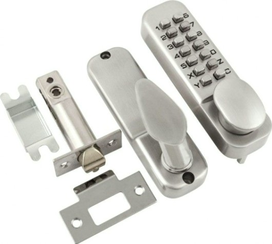 Замок накладной кодовый НОРА-М 231 с блокир. автозапирания "Матовый хром" [7326]