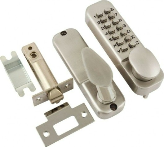 Замок накладной кодовый НОРА-М 231 с блокир. автозапирания "Матовый никель" [7332]