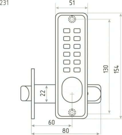 Замок накладной кодовый НОРА-М 231 с блокир. автозапирания "Матовый никель" [7332]
