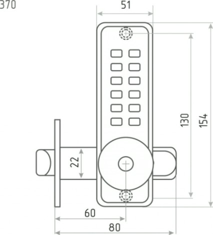 Замок накладной кодовый НОРА-М 370 с блокир. автозапир. и цилиндром "Матовый хром" [7333]
