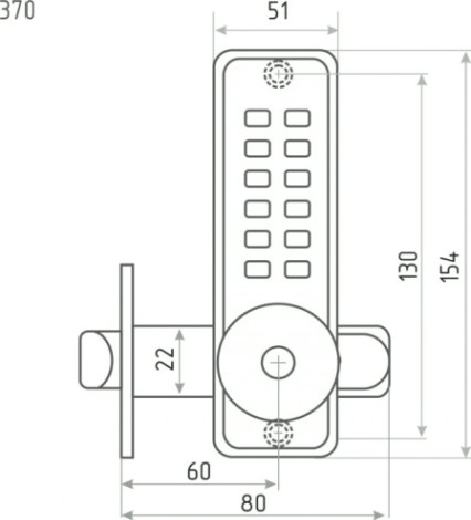 Замок накладной кодовый НОРА-М 370 с блокир. автозапир. и цилиндром "Матовый никель" [7339]