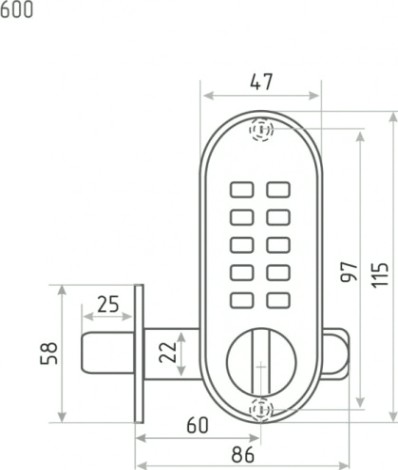 Замок накладной кодовый НОРА-М 600 "Хром" [14741]