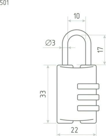 Замок навесной кодовый НОРА-М 501 для чемодана "Черный" 22 мм [14934]