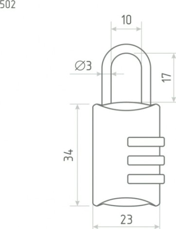 Замок навесной кодовый НОРА-М 502 для чемодана "Серый" 23 мм [14935]