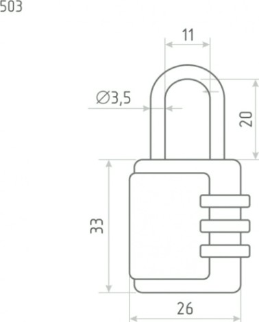 Замок навесной кодовый НОРА-М 503 для чемодана "Черный" 26 мм [14936]