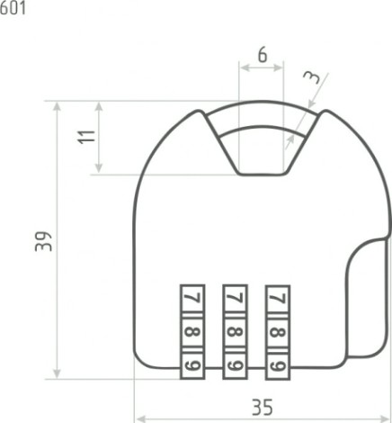 Замок навесной кодовый НОРА-М 601 для чемодана "Красный" 35 мм [17080]