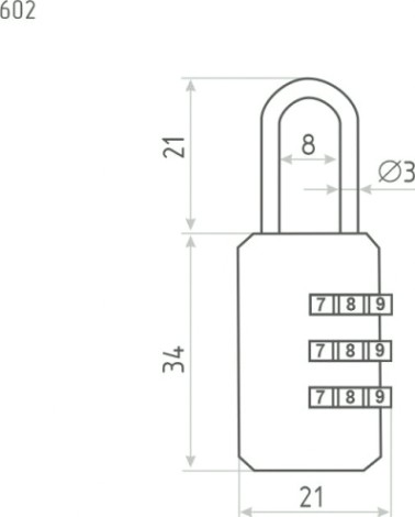 Замок навесной кодовый НОРА-М 602 для чемодана "Черный" 21 мм [17070]
