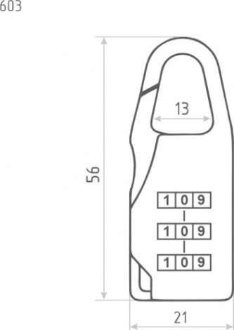 Замок навесной кодовый НОРА-М 603 для чемодана "Черный" 21 мм [17079]