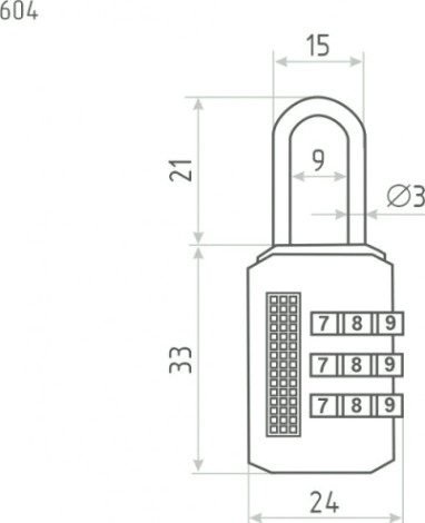 Замок навесной кодовый НОРА-М 604 для чемодана "Голубой" 24 мм [17068]