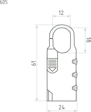 Замок навесной кодовый НОРА-М 605 для чемодана "Черный" 24 мм [17078]