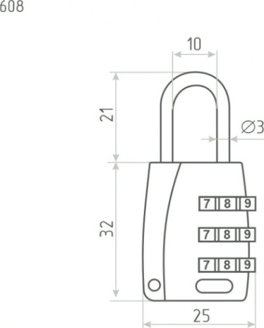 Замок навесной кодовый НОРА-М 608 для чемодана "Серебро" 25 мм [17087]