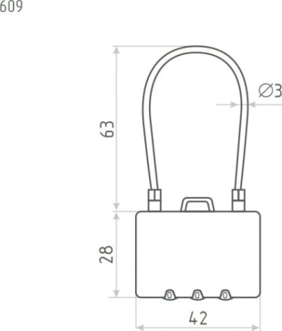 Замок навесной кодовый НОРА-М 609 для чемодана "Черный" 42 мм [17086]