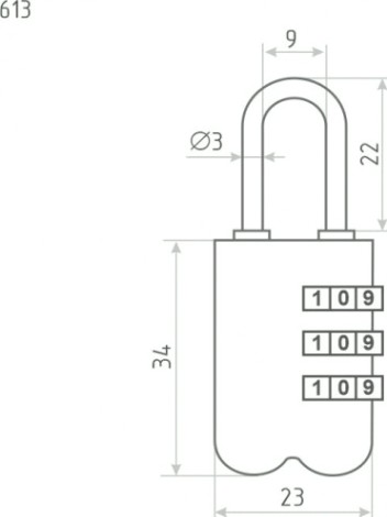 Замок навесной кодовый НОРА-М 613 для чемодана "Черный" 23 мм [17081]