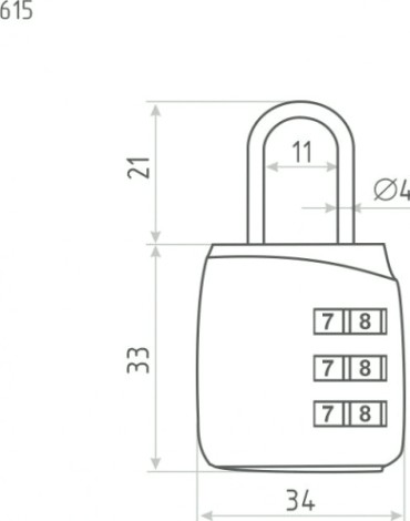 Замок навесной кодовый НОРА-М 615 для чемодана "Черный" 34 мм [17071]