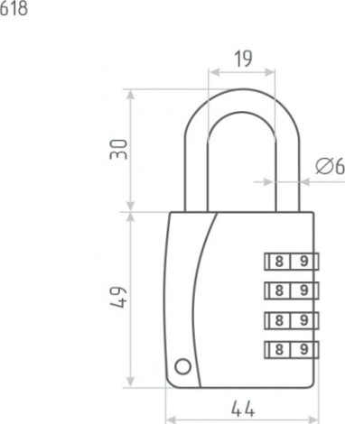Замок навесной кодовый НОРА-М 618 для чемодана "Черный" 44 мм [17077]