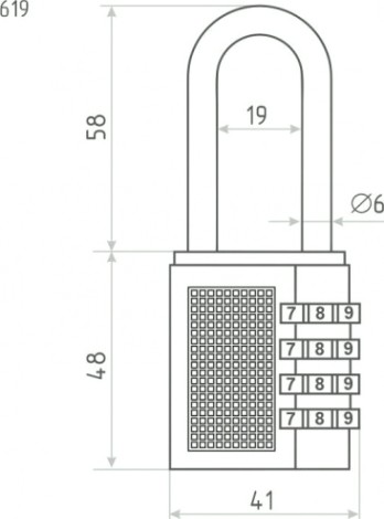 Замок навесной кодовый НОРА-М 619 для чемодана "Черный" 41 мм [17076]