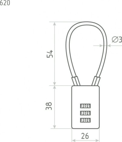Замок навесной кодовый НОРА-М 620 для чемодана "Черный" 26 мм [17085]