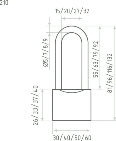 Замок навесной НОРА-М ЗН-210 с длинной дужкой "Латунь" 40 мм [6699]