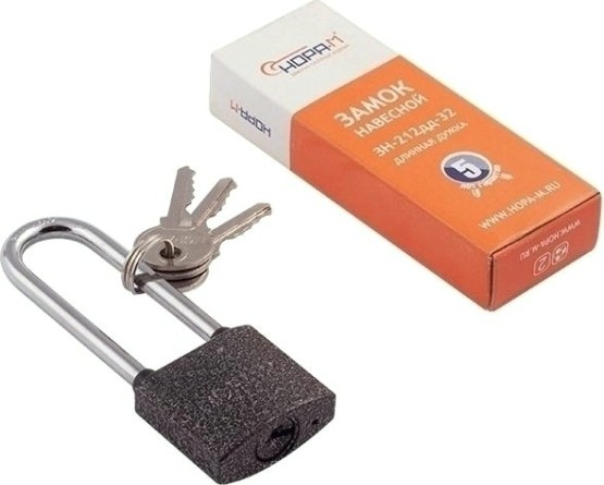 Замок навесной НОРА-М ЗН-212ДД с длинной дужкой "Темный" 32 мм [12973]