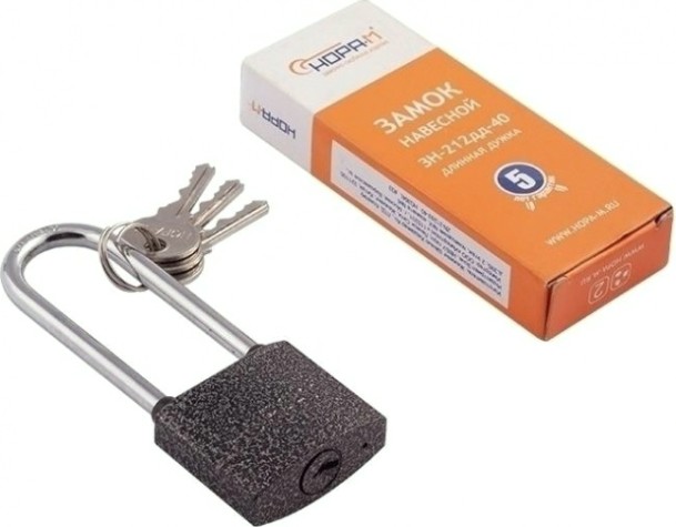 Замок навесной НОРА-М ЗН-212ДД с длинной дужкой "Темный" 40 мм [12974]