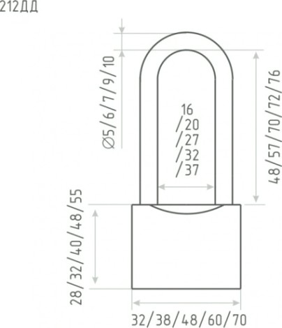 Замок навесной НОРА-М ЗН-212ДД с длинной дужкой "Темный" 50 мм [12975]