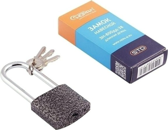 Замок навесной НОРА-М ЗН-800дд с длинной дужкой "Темный" 38 мм [16814]