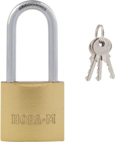 Замок навесной НОРА-М ЗН-810дд с длинной дужкой "Латунь" 32 мм [16882]
