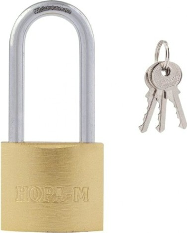 Замок навесной НОРА-М ЗН-810дд с длинной дужкой "Латунь" 38 мм [16883]