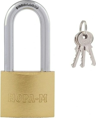 Замок навесной НОРА-М ЗН-810дд с длинной дужкой "Латунь" 50 мм [16884]