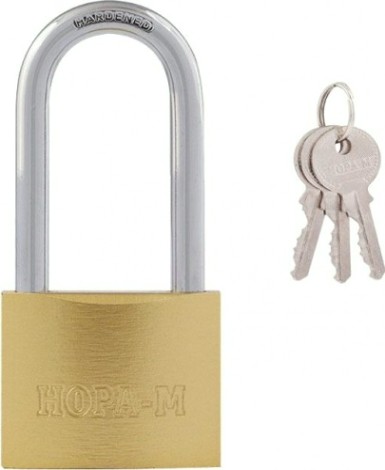 Замок навесной НОРА-М ЗН-810дд с длинной дужкой "Латунь" 63 мм [16885]