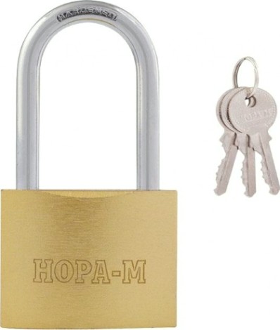 Замок навесной НОРА-М ЗН-810дд с длинной дужкой "Латунь" 75 мм [16886]