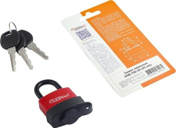 Замок навесной НОРА-М ЗНВ-700-38 всепогодный "Красный" 45 мм [16722]