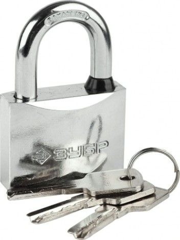 Замок навесной ЗУБР ЭКСПЕРТ стальной корпус, классическая форма, закаленная ду [37227-60]