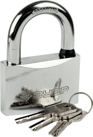 Замок навесной ЗУБР ЭКСПЕРТ стальной корпус, классическая форма, закаленная ду [37227-70]