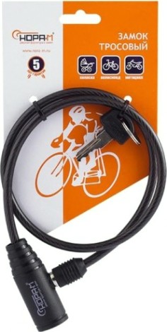 Замок-трос НОРА-М №22 велосипедный "Черный" 6х650 мм [18992]