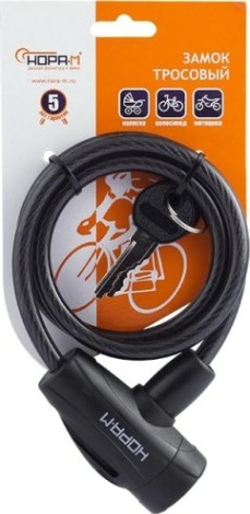 Замок-трос НОРА-М №23 велосипедный "Черный" 8х800 мм [18997]