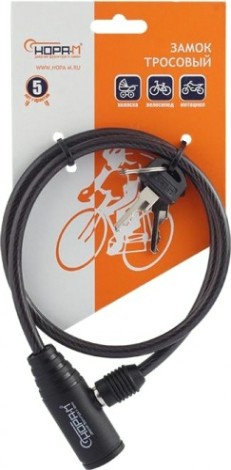 Замок-трос НОРА-М №24 велосипедный "Черный" 6х650 мм [13910]