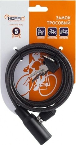 Замок-трос НОРА-М №25 велосипедный "Черный" 6х1000 мм [18999]