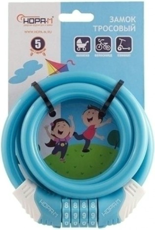 Замок-трос НОРА-М №31 велосипедный "Голубой" 10х1000 мм [18307]