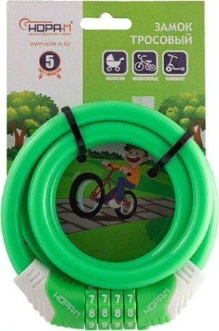Замок-трос НОРА-М №31 велосипедный "Зеленый" 10х1000 мм [18308]
