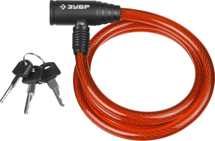 Замок тросовый ЗУБР МАСТЕР 3 ключа в комплекте, длина троса 950мм, d 10мм [37263-95]
