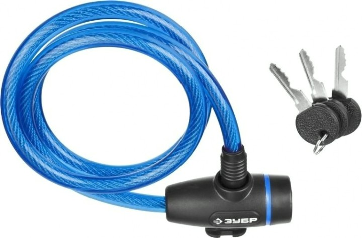 Замок тросовый ЗУБР ПРОФЕССИОНАЛ 3 ключа в комплекте, длина троса 950мм, d 10мм [37261-95]