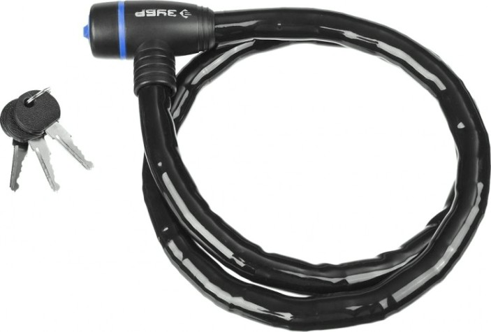 Замок тросовый ЗУБР ПРОФЕССИОНАЛ усиленный, 3 ключа в комплекте, длина троса 1000мм [37260-100]