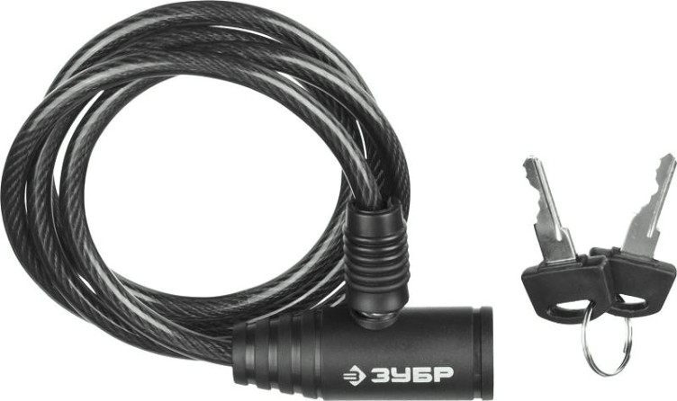 Замок тросовый ЗУБР СТАНДАРТ 2 ключа в комплекте, длина троса 650мм, d 6мм [37269-65]
