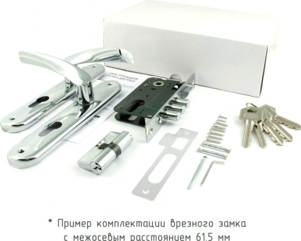 Замок врезной НОРА-М 100-62 цилиндровый комплект с ручками "Золото" [17015]