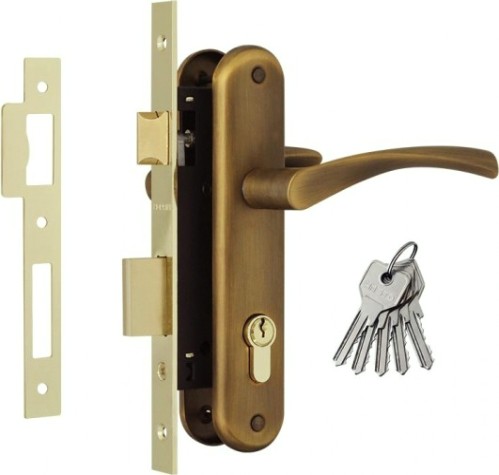 Замок врезной НОРА-М 100-70 Л цилиндровый комплект с ручками "Матовый кофе" [16139]