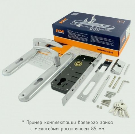 Замок врезной НОРА-М 100-85 М цилиндровый комплект с ручками "Золото" [8225]